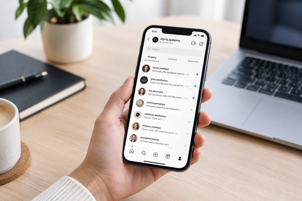 Instagram inquiries shown on a smartphone